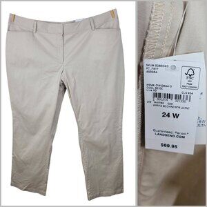 NEW $70 Lands' End Mid Rise Chino Pants Plus Size 24W 24 MSRP Tan Straight Leg